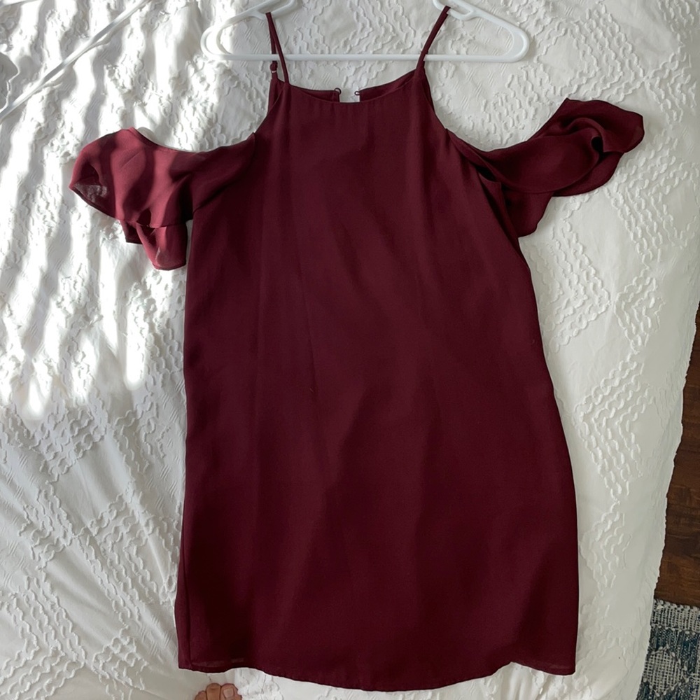 Maroon red off-the-shoulder dress - worn once!